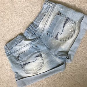 Cuffed Denim Shorts